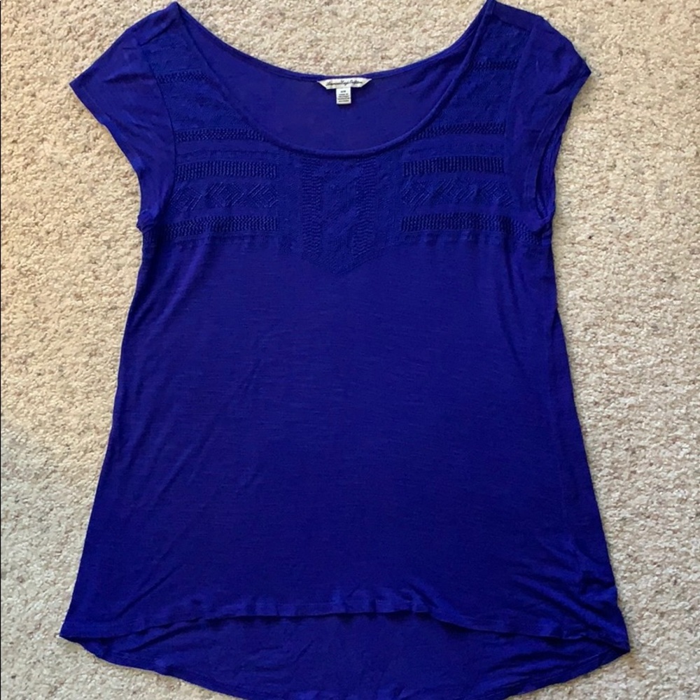 American Eagle Royal Blue Embroidered Top